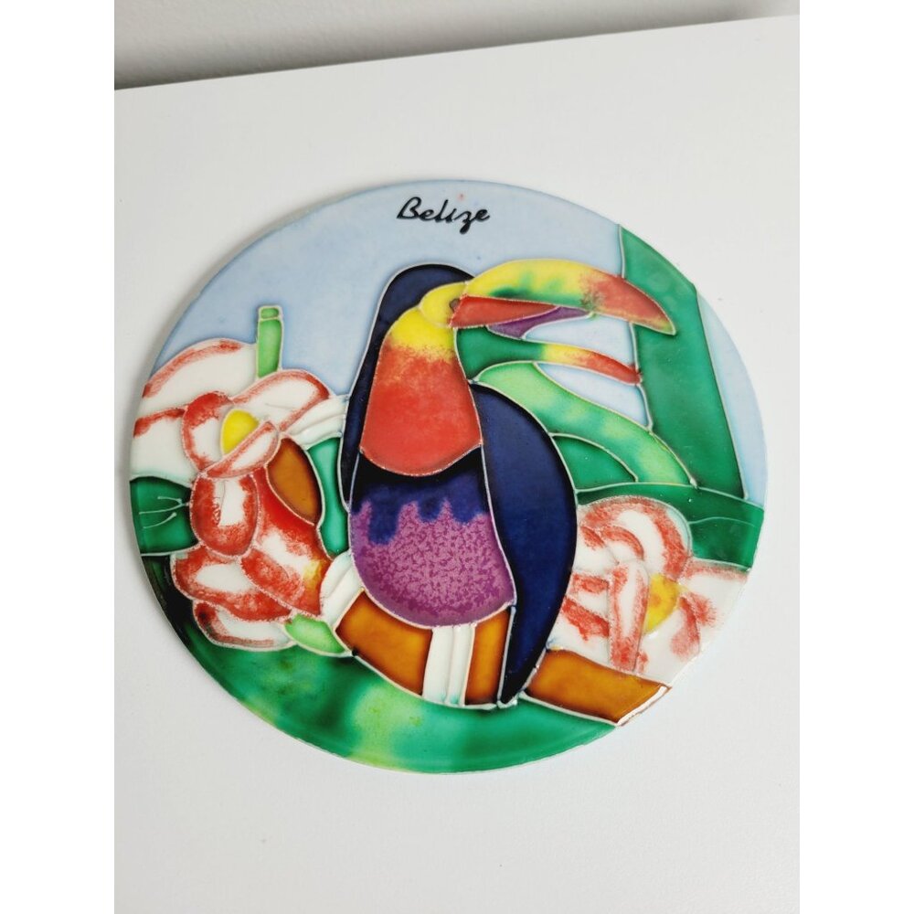 Art Pottery Toucan Trivet or Artistic Spoon Rest Handcrafted in Belize - Picture 1 of 5